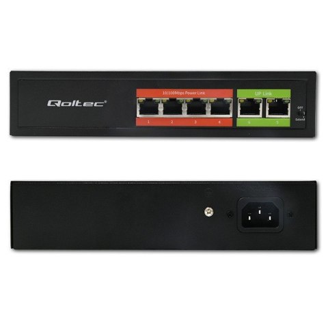 Przełącznik sieciowy SWITCH FAST Ethernet PoE | 4x RJ45 | 2x RJ45 Uplink | 65W | 10/100Mb/s