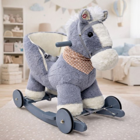 Koń Na Biegunach Jeżdzik 2w1 Bujak Osiołek Dla Malucha Szary