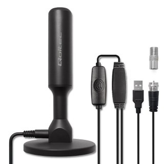 Wewnętrzna Antena TV DVB-T2 ze wzmacniaczem sygnału i magnetyczną podstawą | 4K | 28dBi | 5m