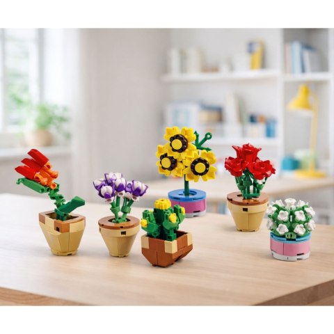 Klocki Konstrukcyjne Kwiaty Roślinki w Doniczkach 6 Sztuk 256 el.