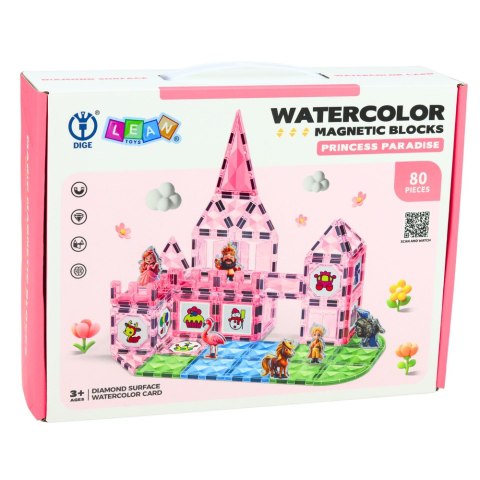 Klocki Magnetyczne Z Figurkami Farby Karty Do Malowania Różowe 80 el.