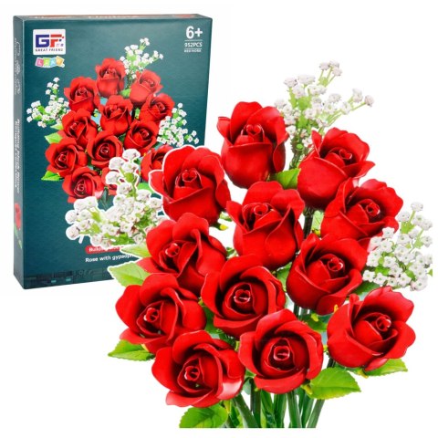 Klocki Konstrukcyjne Bukiet Kwiatów Czerwone Róże Gipsówka 952 el.