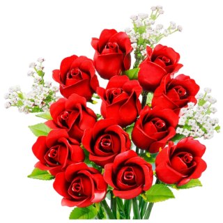 Klocki Konstrukcyjne Bukiet Kwiatów Czerwone Róże Gipsówka 952 el.