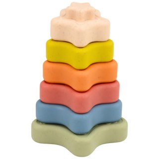 Piramidka Sensoryczna Gwiazdki Miękkie Klocki Układanka Kolorowa 6el.