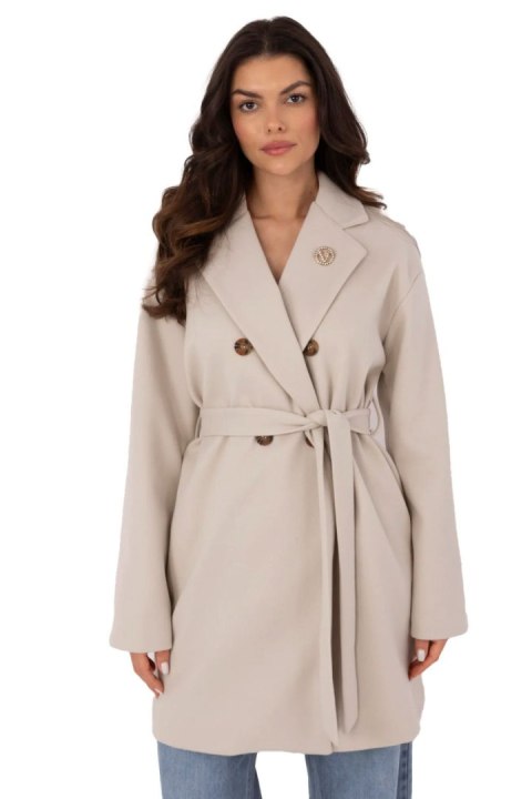 Płaszcz Damski Model TW-PL-BI-28987.85 Light Beige - Och Bella Płaszcz Damski Model TW-PL-BI-28987.85 Light Beige - Och Bella
