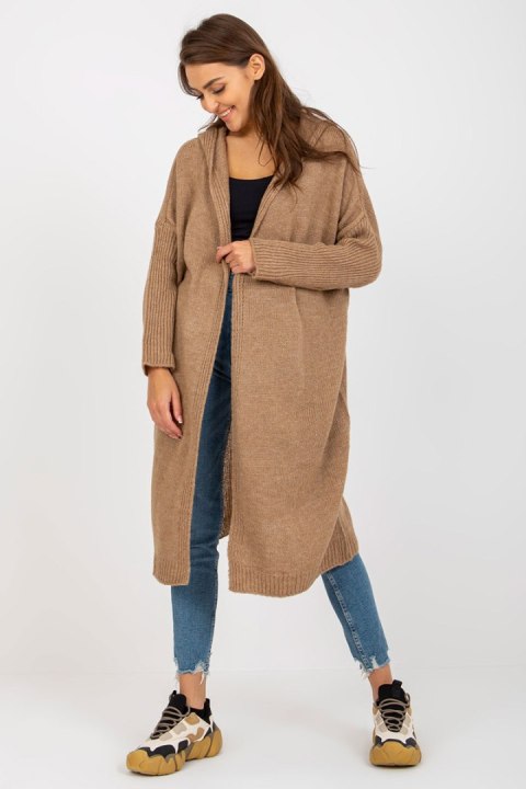 Sweter Kardigan Model TW-SW-BI-M56.35 Dark Beige - Och Bella Sweter Kardigan Model TW-SW-BI-M56.35 Dark Beige - Och Bella