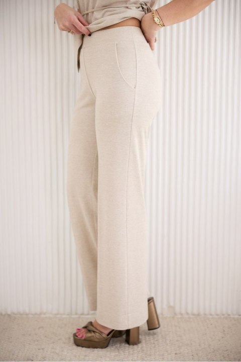 Spodnie Damskie Model M419LX Lurex Beige - La Aurora Spodnie Damskie Model M419LX Lurex Beige - La Aurora
