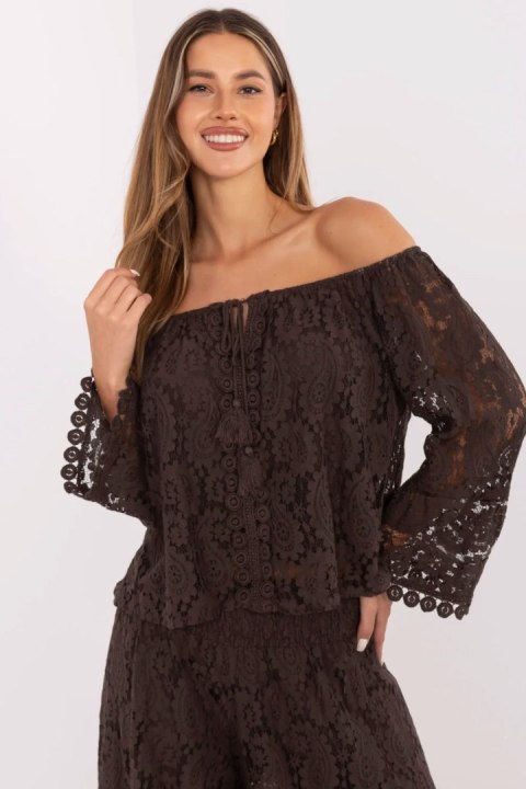Bluzka Model MI-BZ-88500.79 Dark Brown - Italy Moda Bluzka Model MI-BZ-88500.79 Dark Brown - Italy Moda