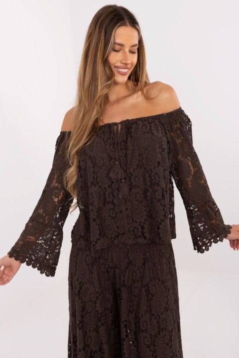 Bluzka Model MI-BZ-88500.79 Dark Brown - Italy Moda Bluzka Model MI-BZ-88500.79 Dark Brown - Italy Moda