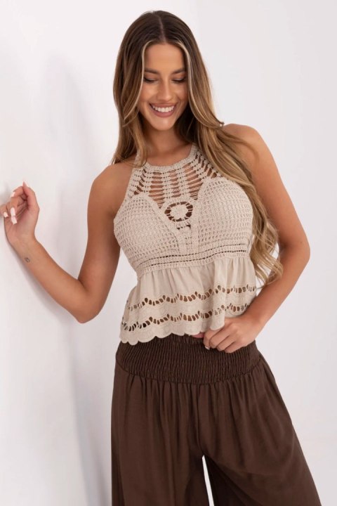 Koszulka Top Model MI-TP-88506.87 Beige - Italy Moda Koszulka Top Model MI-TP-88506.87 Beige - Italy Moda