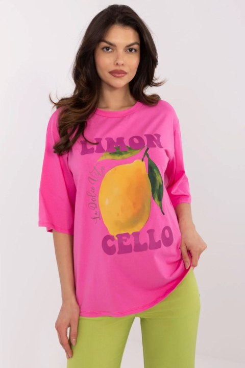 Tshirt Damski Model MI-TS-M736-1.36 Pink - Italy Moda Tshirt Damski Model MI-TS-M736-1.36 Pink - Italy Moda