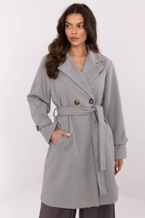 Płaszcz Damski Model MO-PL-5209.87 White/Grey - Italy Moda Płaszcz Damski Model MO-PL-5209.87 White/Grey - Italy Moda