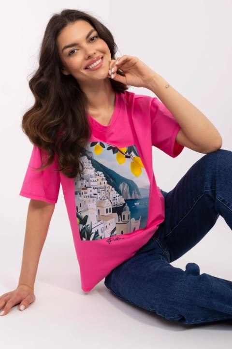 Tshirt Damski Model MI-TS-M3221-1.20P Dark Pink - Italy Moda Tshirt Damski Model MI-TS-M3221-1.20P Dark Pink - Italy Moda