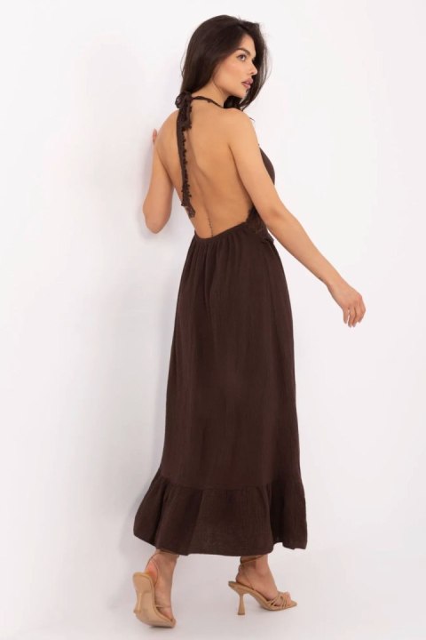 Sukienka Model MI-SK-88573.83 Dark Brown - Italy Moda Sukienka Model MI-SK-88573.83 Dark Brown - Italy Moda