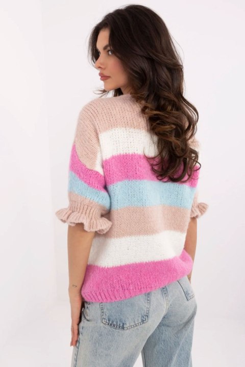 Sweter Damski Model MI-SW-1903.94 White/Pink - Italy Moda Sweter Damski Model MI-SW-1903.94 White/Pink - Italy Moda