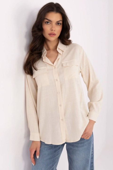 Koszula Damska Model NM-KS-JK62612.82 Beige - NM Koszula Damska Model NM-KS-JK62612.82 Beige - NM
