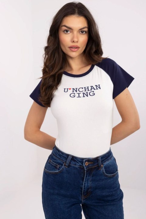 T-shirt Damski Model NM-TS-V7939.50 White/Navy - NM T-shirt Damski Model NM-TS-V7939.50 White/Navy - NM