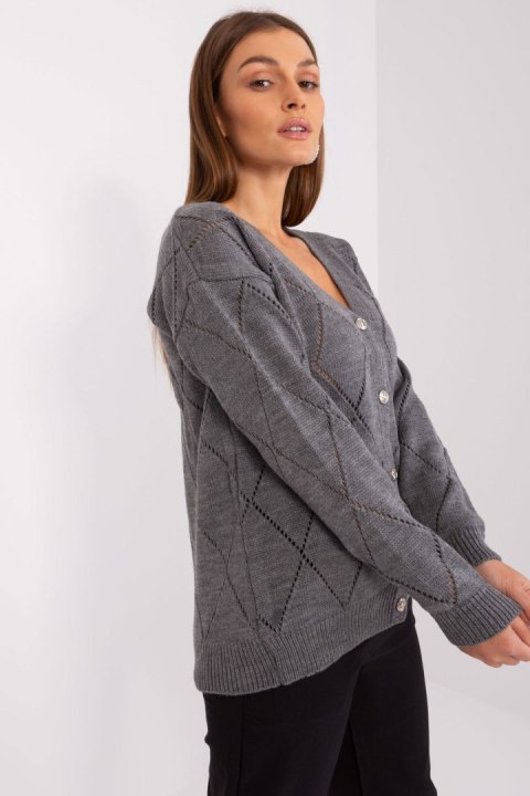 Sweter Damski Model LC-SW-A10-1.19P Dark Grey - Rue Paris Sweter Damski Model LC-SW-A10-1.19P Dark Grey - Rue Paris