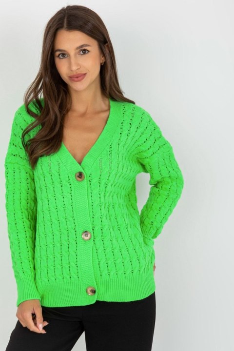 Sweter Kardigan Model LC-SW-8036.74P Fluo Green - Rue Paris Sweter Kardigan Model LC-SW-8036.74P Fluo Green - Rue Paris