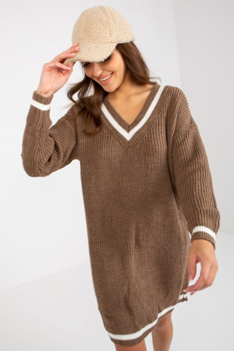 Sukienka Model LC-SW-8023.55P Brown - Rue Paris Sukienka Model LC-SW-8023.55P Brown - Rue Paris