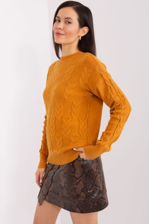 Sweter Damski Model AT-SW-2340.22 Dark Yellow - AT Sweter Damski Model AT-SW-2340.22 Dark Yellow - AT