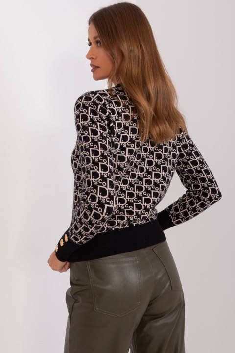 Sweter Damski Model AT-SW-2342.46P Black/Beige - AT Sweter Damski Model AT-SW-2342.46P Black/Beige - AT