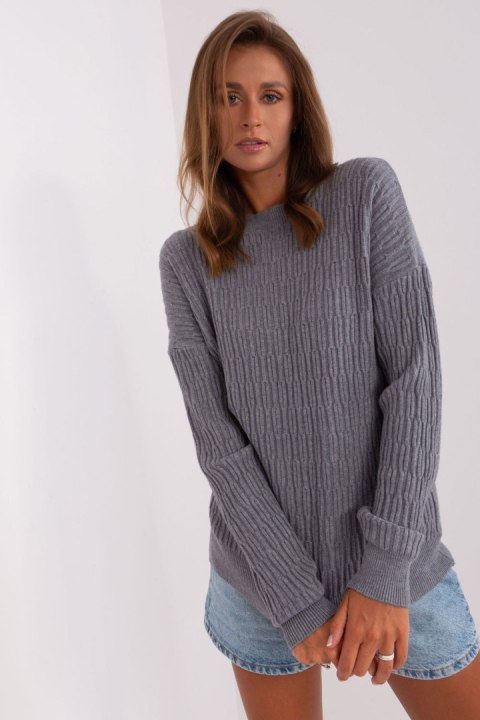 Sweter Damski Model AT-SW-2338.14P Dark Grey - AT Sweter Damski Model AT-SW-2338.14P Dark Grey - AT