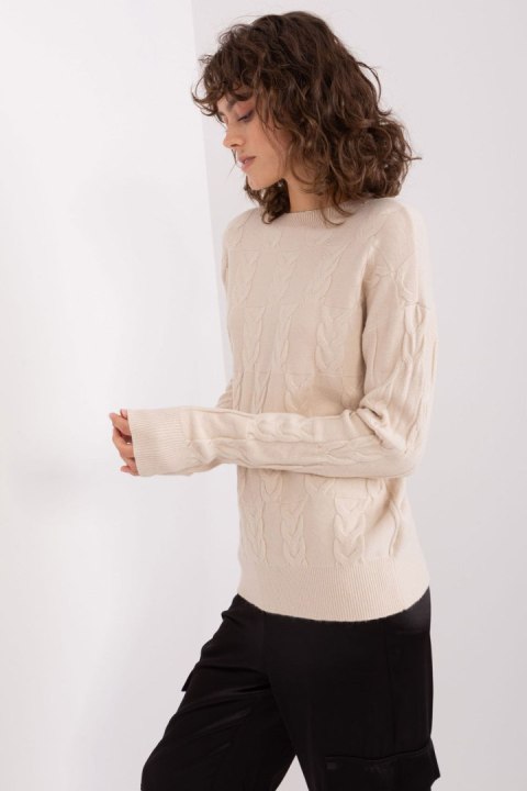 Sweter Damski Model AT-SW-2340.10 Light Beige - AT Sweter Damski Model AT-SW-2340.10 Light Beige - AT