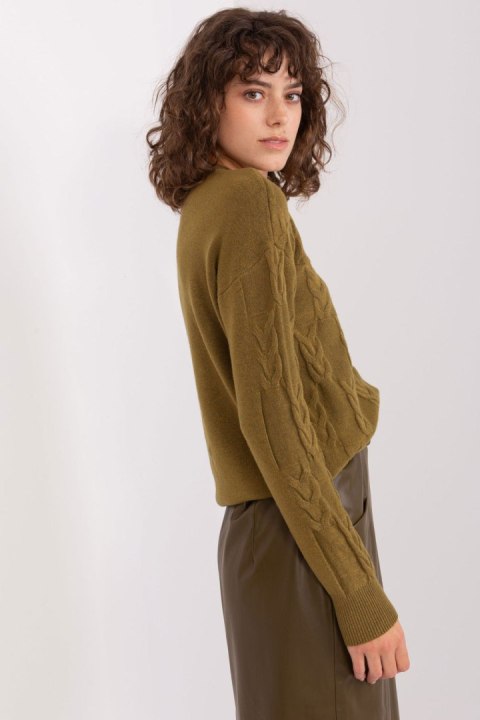 Sweter Damski Model AT-SW-2340.10 Khaki - AT Sweter Damski Model AT-SW-2340.10 Khaki - AT