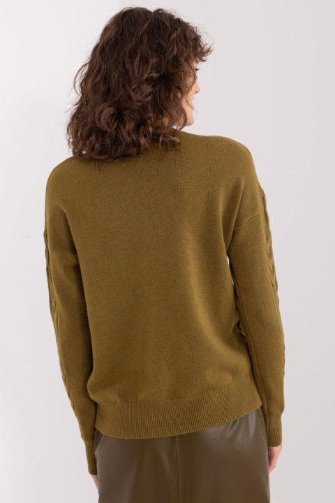 Sweter Damski Model AT-SW-2340.10 Khaki - AT Sweter Damski Model AT-SW-2340.10 Khaki - AT