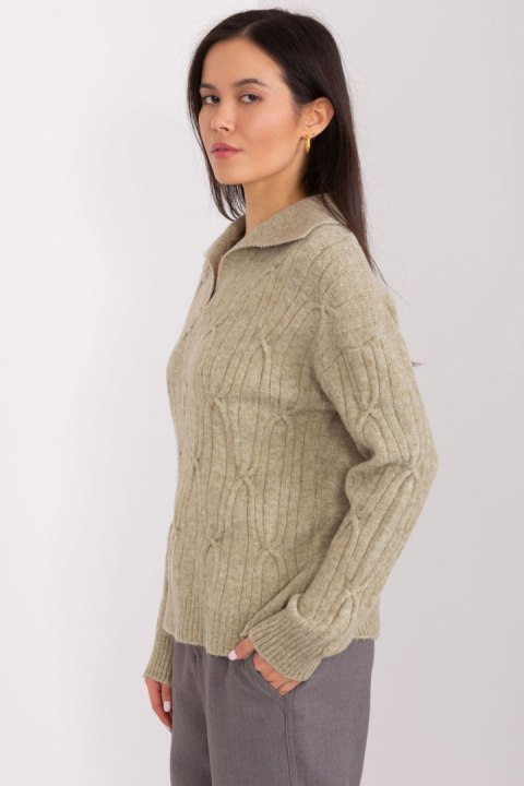 Sweter Damski Model AT-SW-2349-2.27 Khaki - AT Sweter Damski Model AT-SW-2349-2.27 Khaki - AT