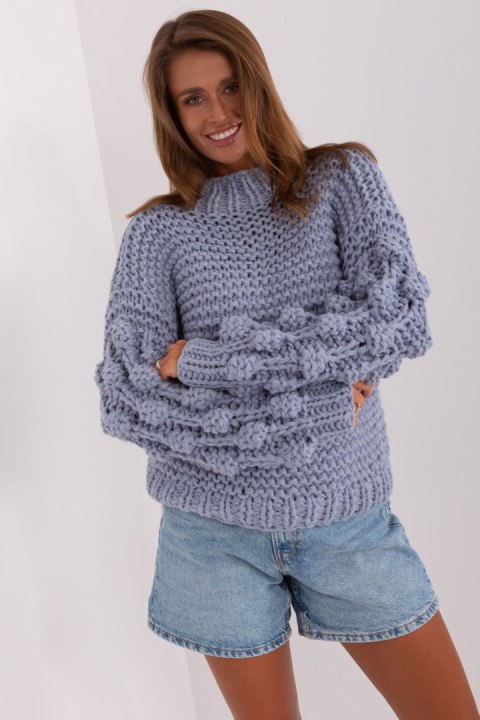 Sweter Damski Model AT-SW-2382.97P Grey/Blue - AT Sweter Damski Model AT-SW-2382.97P Grey/Blue - AT