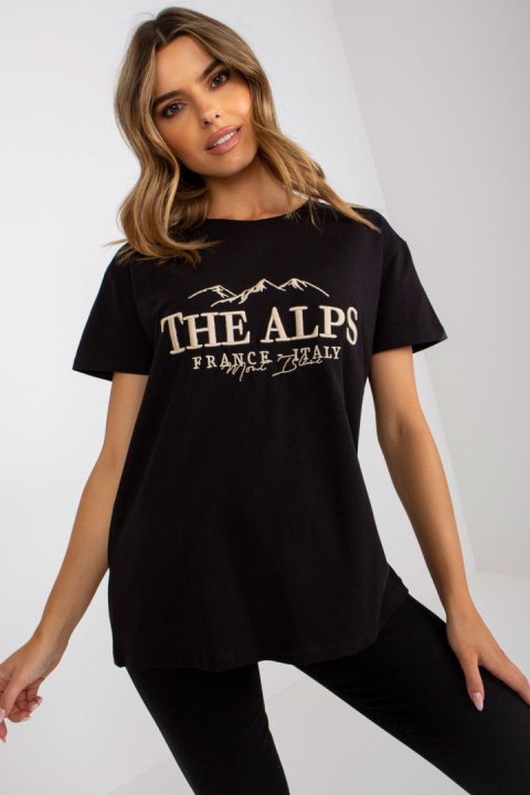 T-shirt Damski Model FA-TS-7720.43P Black/Beige - Fancy T-shirt Damski Model FA-TS-7720.43P Black/Beige - Fancy
