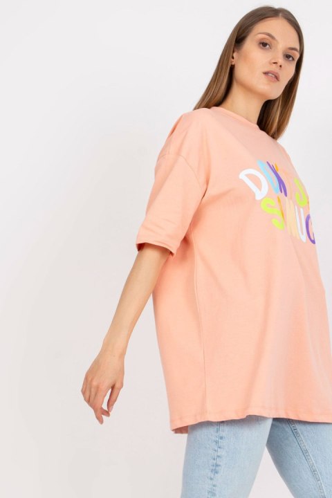 T-shirt Damski Model FA-TS-7733.91P Brzoskwinia - Fancy T-shirt Damski Model FA-TS-7733.91P Brzoskwinia - Fancy