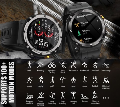 Smartwatch Męski Rubicon RNCF25-1 BLACK Smartwatch Męski Rubicon RNCF25-1 BLACK
