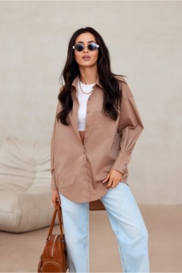 Koszula Damska Model Carolina BEZ BLU0155 Beige - Roco Fashion