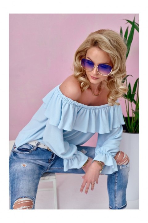 Bluzka Model BLE BLU0116 Błękit - Roco Fashion Bluzka Model BLE BLU0116 Błękit - Roco Fashion