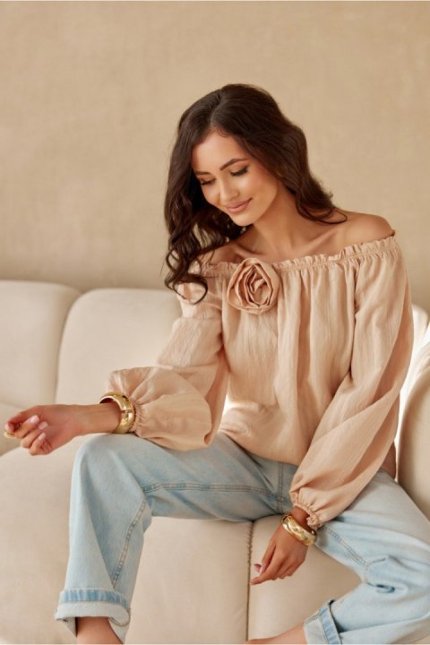 Bluzka Model Monaco BEZ BLU0206 Beige - Roco Fashion