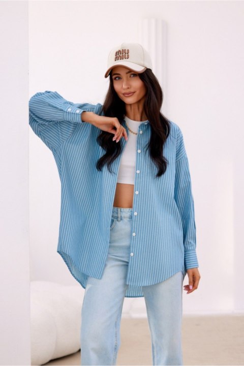 Koszula Damska Model Olly BLU0198-A27 Blue - Roco Fashion Koszula Damska Model Olly BLU0198-A27 Blue - Roco Fashion