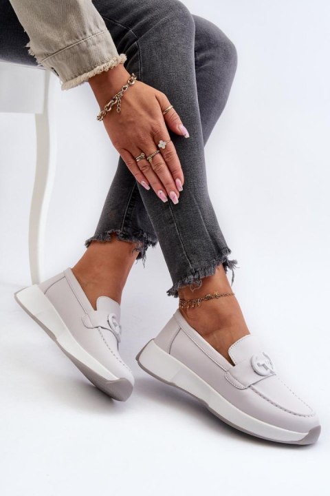 Mokasyny Model S.Barski LR490 Light Grey - Step in style Mokasyny Model S.Barski LR490 Light Grey - Step in style