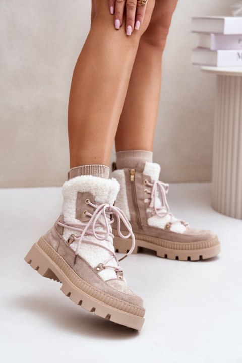 Botki Model Merilana A8902-8 Beige - Step in style Botki Model Merilana A8902-8 Beige - Step in style
