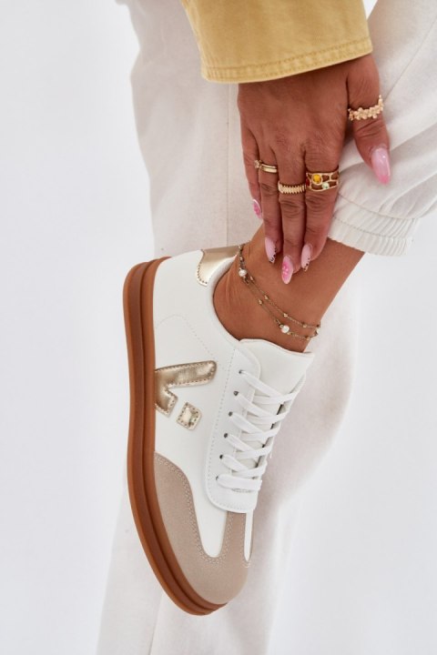 Buty Sportowe Model Micca A005 White/Gold - Step in style Buty Sportowe Model Micca A005 White/Gold - Step in style