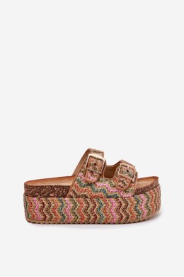 Sandał Klapki Model Eradriana SS-166 Multicolor Camel - Step in style