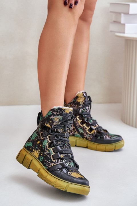 Botki Model Maciejka 06158-07 Yellow/Black - Step in style Botki Model Maciejka 06158-07 Yellow/Black - Step in style