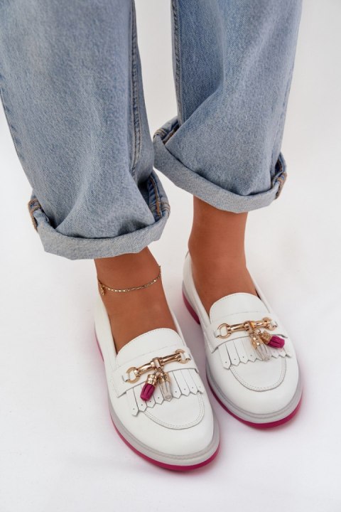 Mokasyny Model S.Barski LR51-768 White - Step in style Mokasyny Model S.Barski LR51-768 White - Step in style