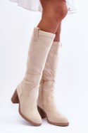 Kozaki Model Khabira BM71 Light Beige Zamsz - Step in style