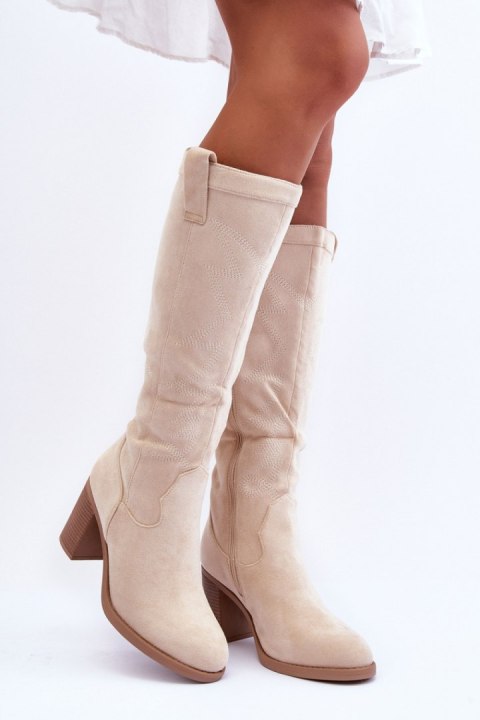 Kozaki Model Khabira BM71 Light Beige Zamsz - Step in style Kozaki Model Khabira BM71 Light Beige Zamsz - Step in style