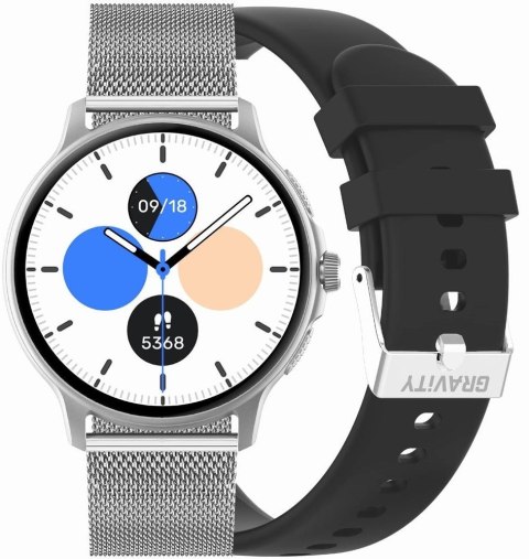 Smartwatch Damski GRAVITY GT12-7 Czarny Pasek Silikonowy + Srebrna Bransoleta Smartwatch Damski GRAVITY GT12-7 Czarny Pasek Silikonowy + Srebrna Bransoleta