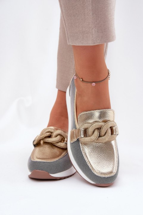 Mokasyny Model DA LR51-966 Gold - Step in style Mokasyny Model DA LR51-966 Gold - Step in style