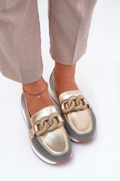 Mokasyny Model DA LR51-966 Gold - Step in style Mokasyny Model DA LR51-966 Gold - Step in style